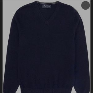 Daniel Cremieux Luxury 100% Cashmere V Neck Pullover Navy Blue Sweater